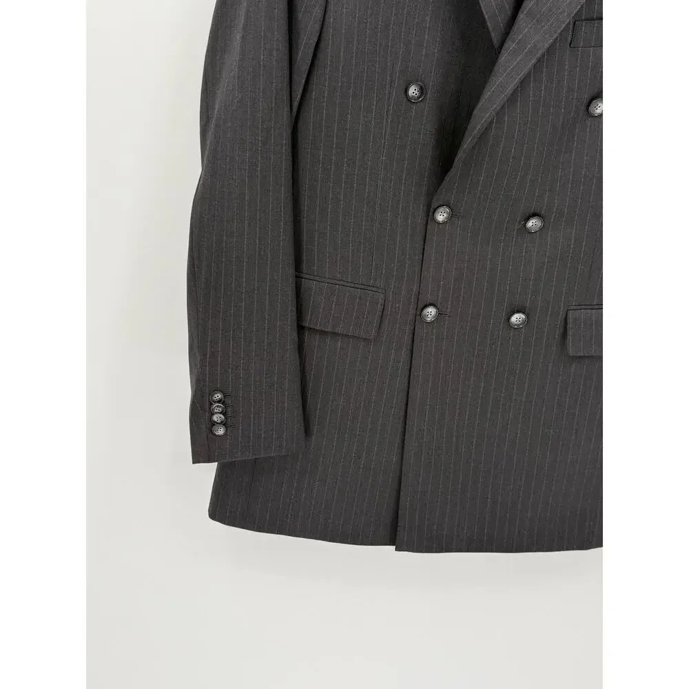Nabil Srouji Scabal Super 140's Double Breasted Pinstripe Sport Coat Blazer 42R